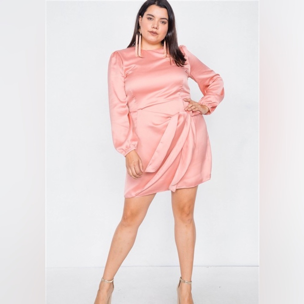 Salmon pink wrap dress